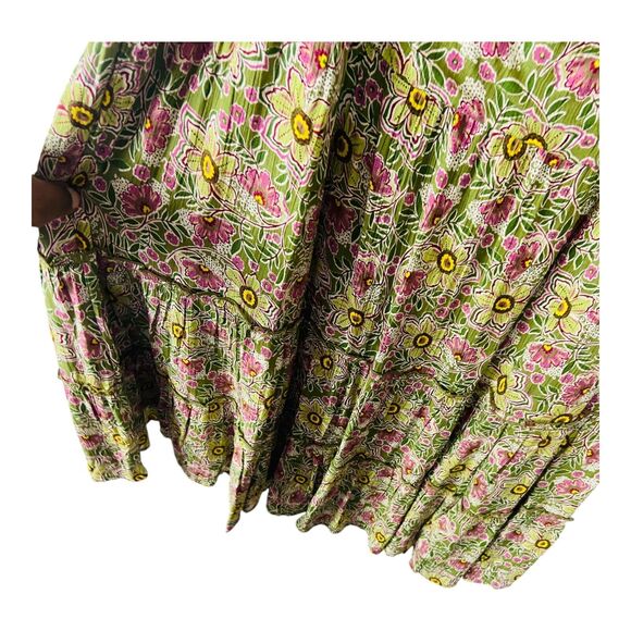 Maurices Womens Floral Cap Sleeve Open Back Summer Pleated Mini Dress Green XXL - Picture 10 of 13